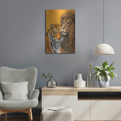 Luxe Metal Art 'Lion & Tiger' by Harro Maass, Metal Wall Art,16x24