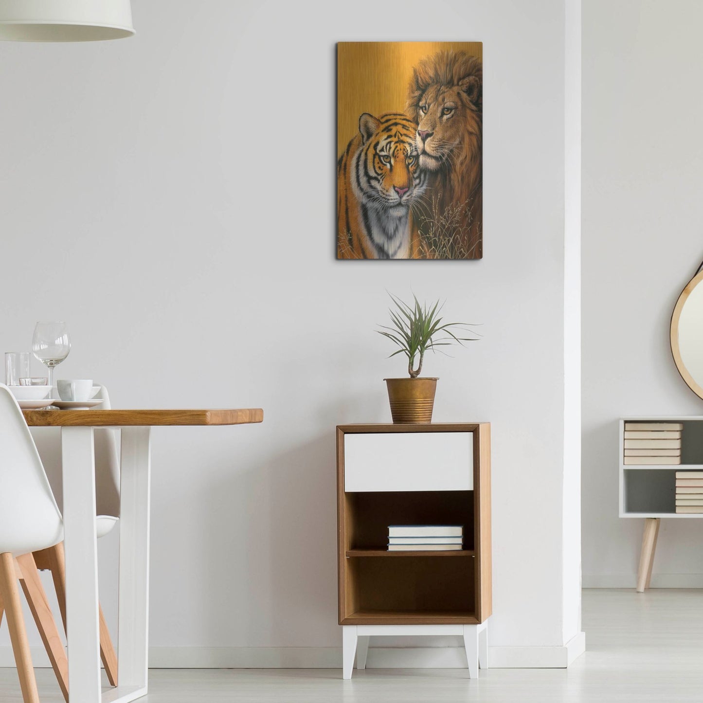 Luxe Metal Art 'Lion & Tiger' by Harro Maass, Metal Wall Art,16x24