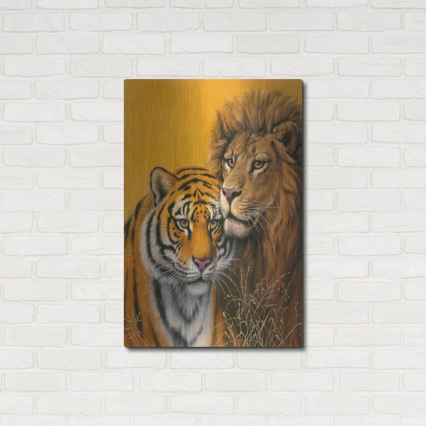 Luxe Metal Art 'Lion & Tiger' by Harro Maass, Metal Wall Art,24x36