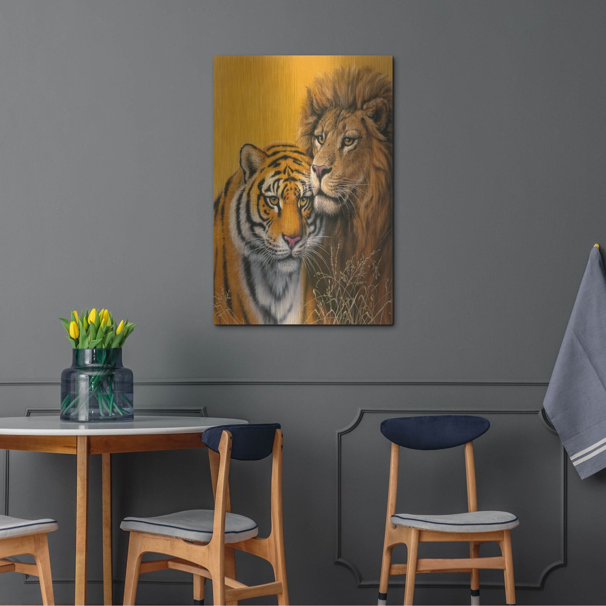 Luxe Metal Art 'Lion & Tiger' by Harro Maass, Metal Wall Art,24x36