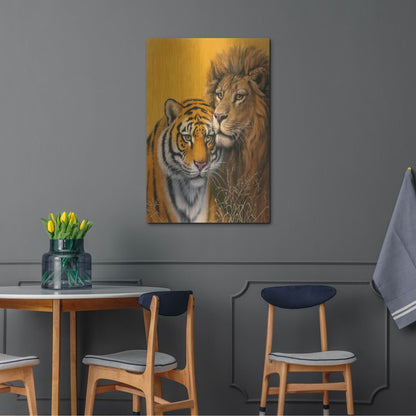 Luxe Metal Art 'Lion & Tiger' by Harro Maass, Metal Wall Art,24x36