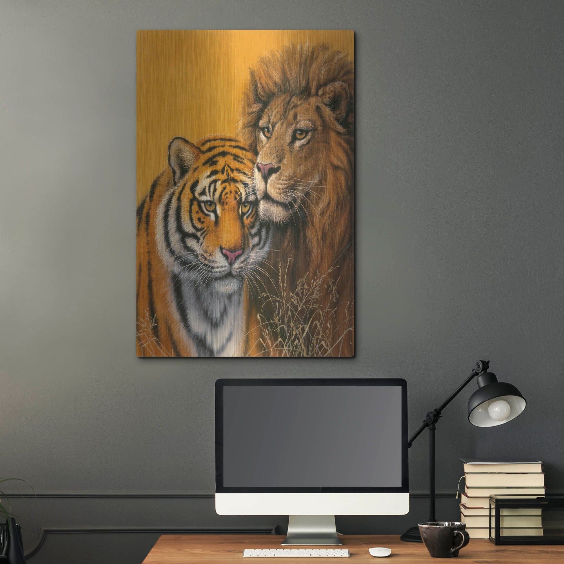 Luxe Metal Art 'Lion & Tiger' by Harro Maass, Metal Wall Art,24x36