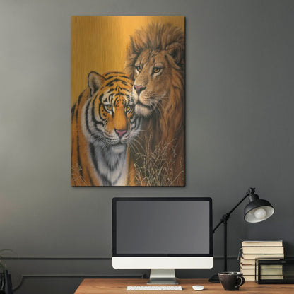 Luxe Metal Art 'Lion & Tiger' by Harro Maass, Metal Wall Art,24x36