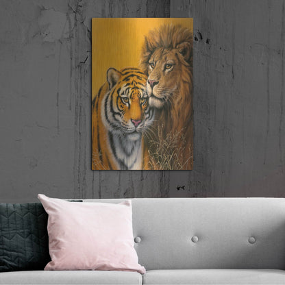 Luxe Metal Art 'Lion & Tiger' by Harro Maass, Metal Wall Art,24x36