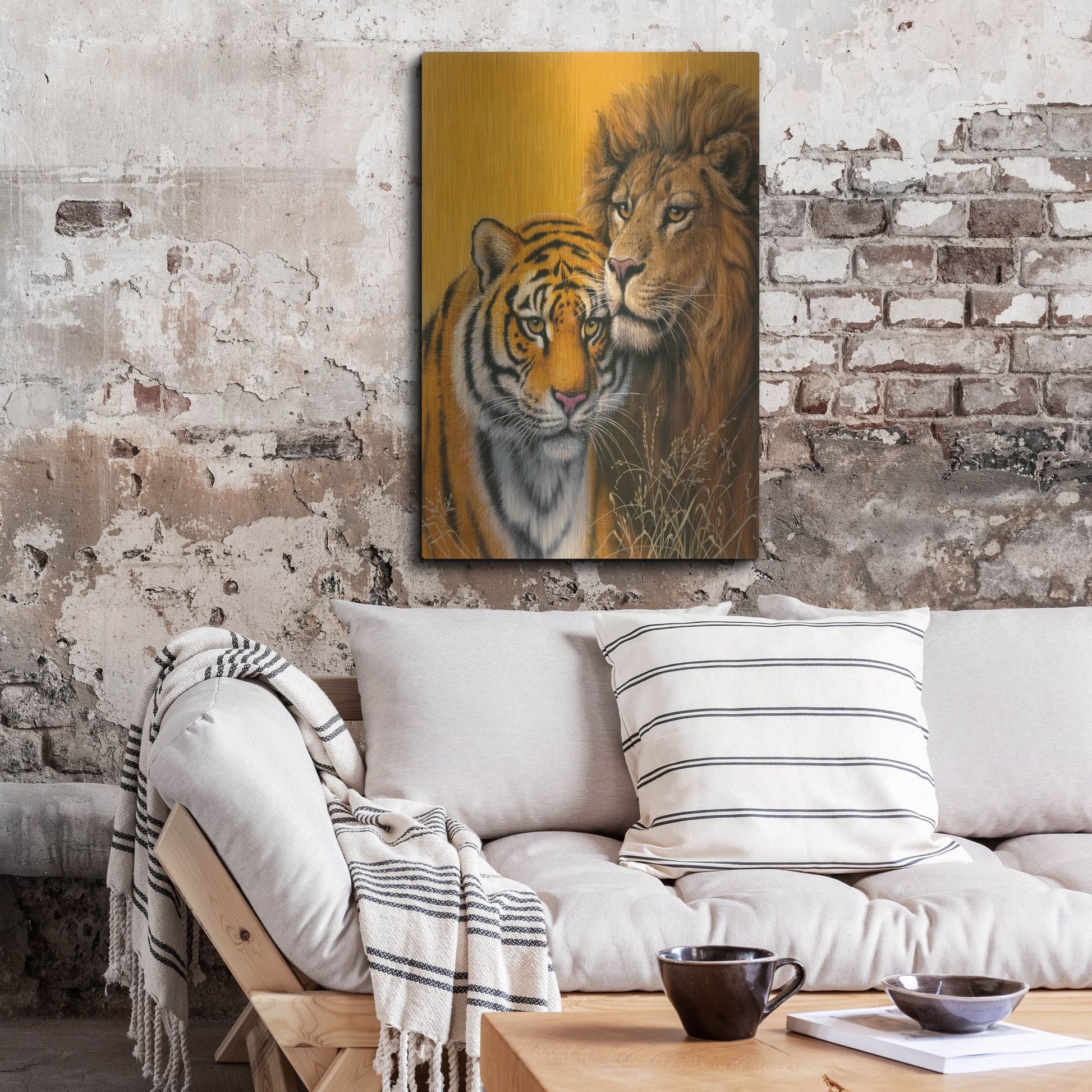 Luxe Metal Art 'Lion & Tiger' by Harro Maass, Metal Wall Art,24x36