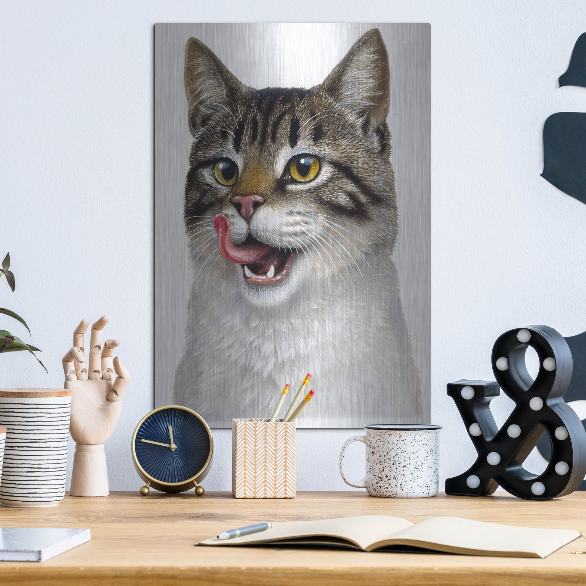 Luxe Metal Art 'Cat' by Harro Maass, Metal Wall Art,12x16