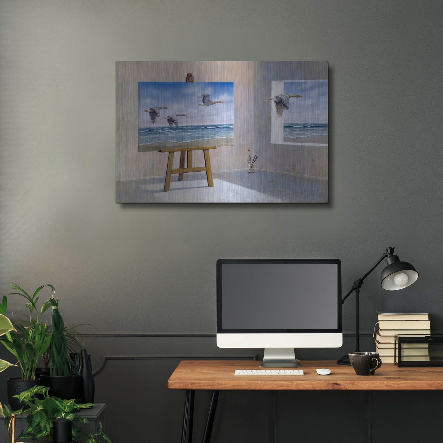 Luxe Metal Art 'Goose' by Harro Maass, Metal Wall Art,36x24