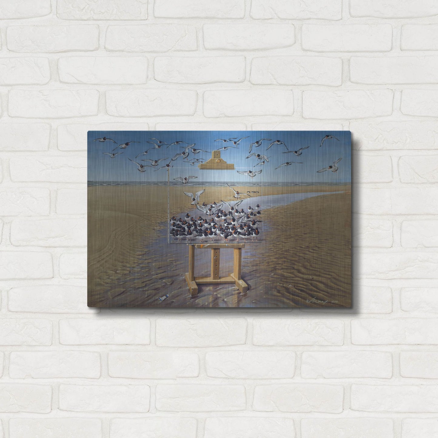 Luxe Metal Art 'Oyster Catchers' by Harro Maass, Metal Wall Art,24x16