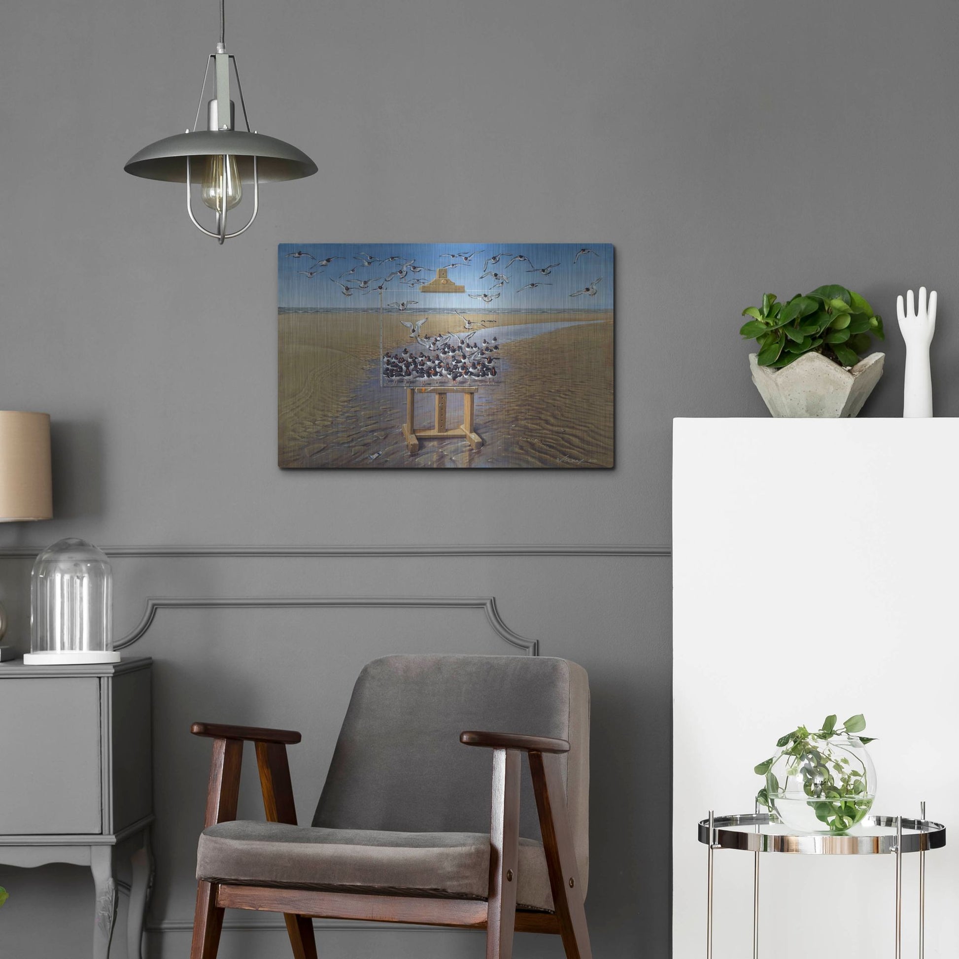 Luxe Metal Art 'Oyster Catchers' by Harro Maass, Metal Wall Art,24x16