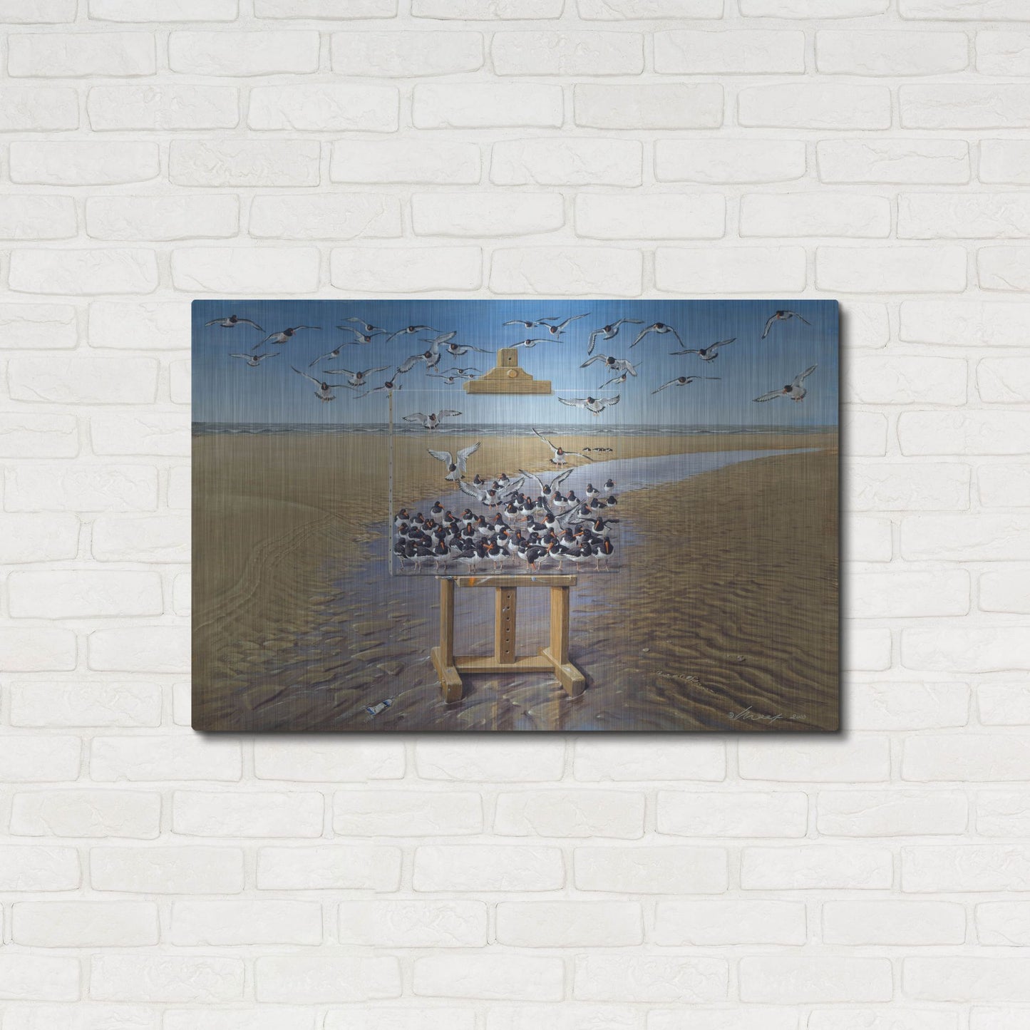 Luxe Metal Art 'Oyster Catchers' by Harro Maass, Metal Wall Art,36x24