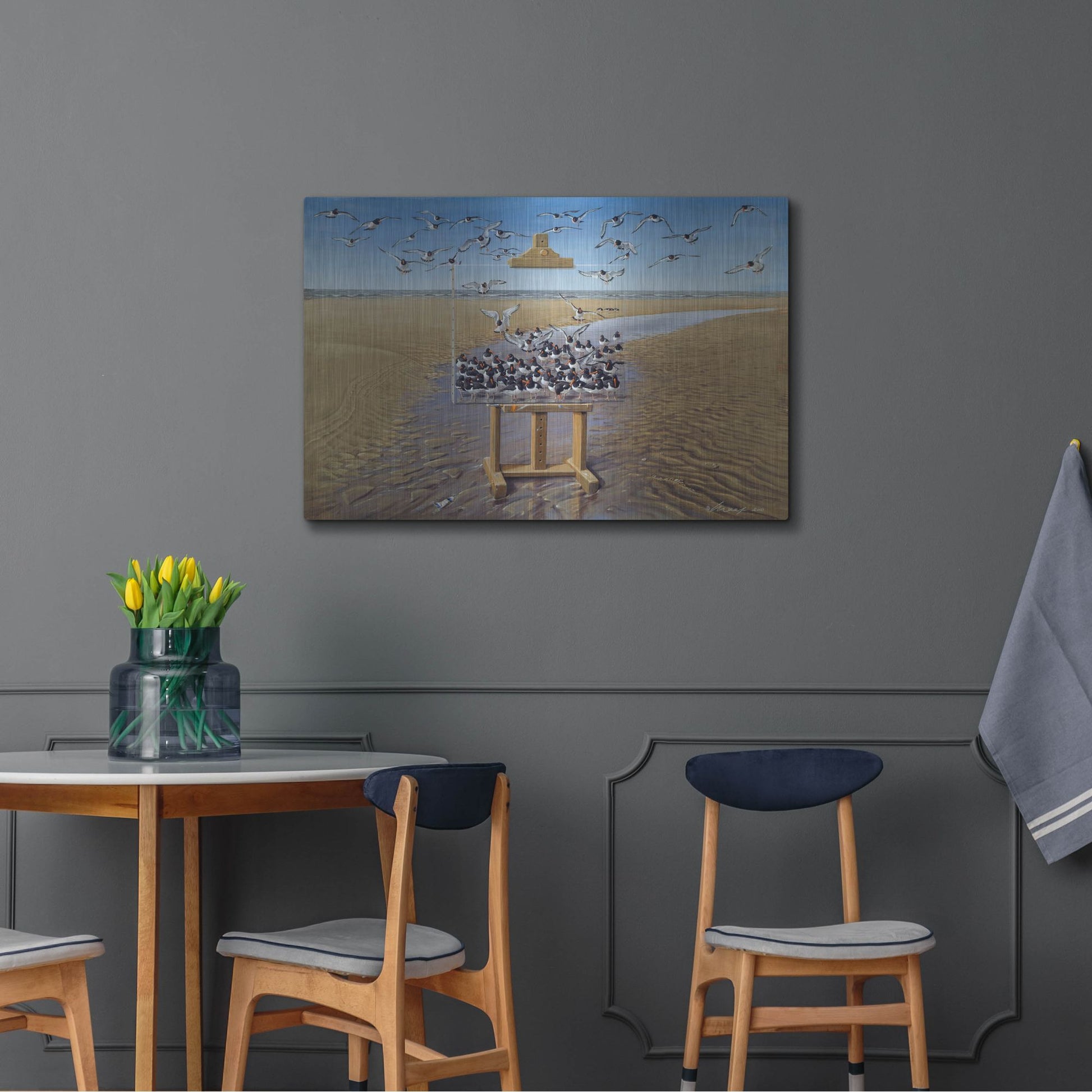 Luxe Metal Art 'Oyster Catchers' by Harro Maass, Metal Wall Art,36x24