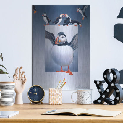 Luxe Metal Art 'Puffins' by Harro Maass, Metal Wall Art,12x16