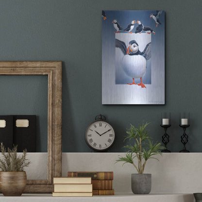 Luxe Metal Art 'Puffins' by Harro Maass, Metal Wall Art,12x16