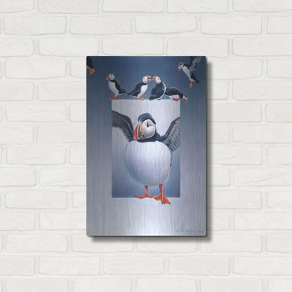 Luxe Metal Art 'Puffins' by Harro Maass, Metal Wall Art,16x24