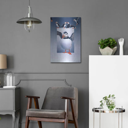 Luxe Metal Art 'Puffins' by Harro Maass, Metal Wall Art,16x24