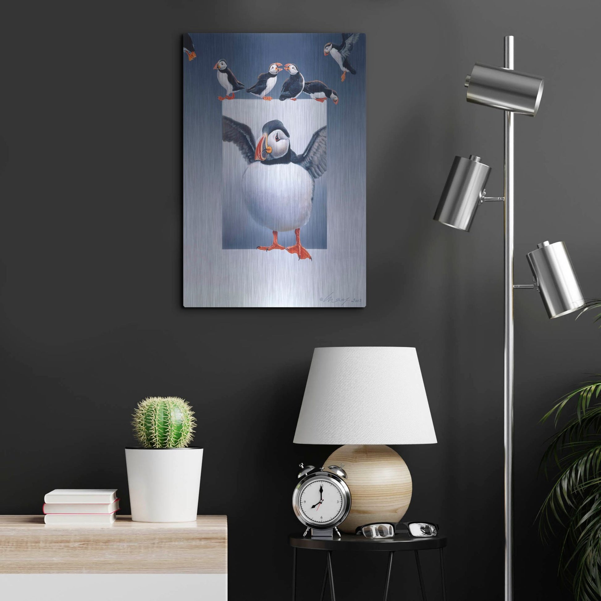 Luxe Metal Art 'Puffins' by Harro Maass, Metal Wall Art,16x24