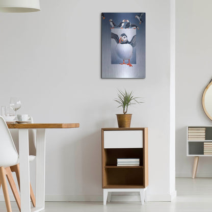 Luxe Metal Art 'Puffins' by Harro Maass, Metal Wall Art,16x24