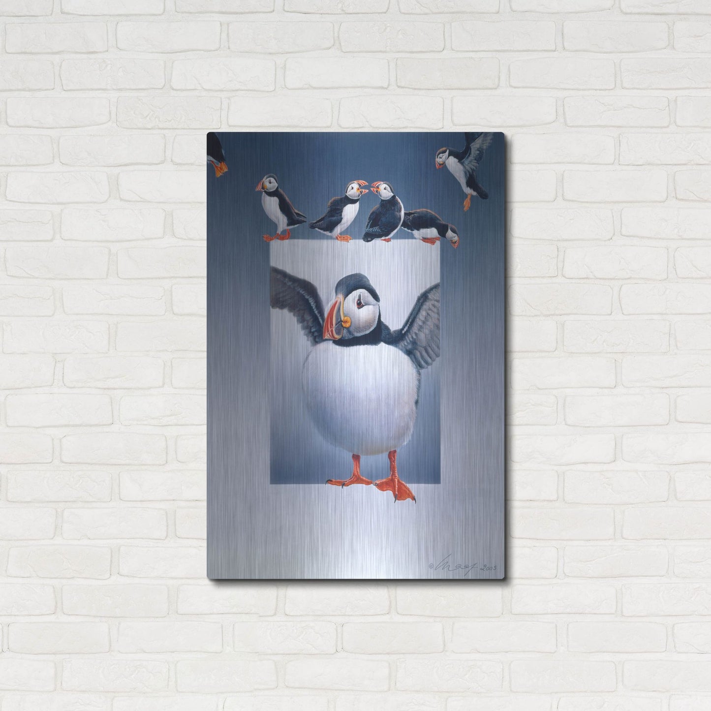 Luxe Metal Art 'Puffins' by Harro Maass, Metal Wall Art,24x36