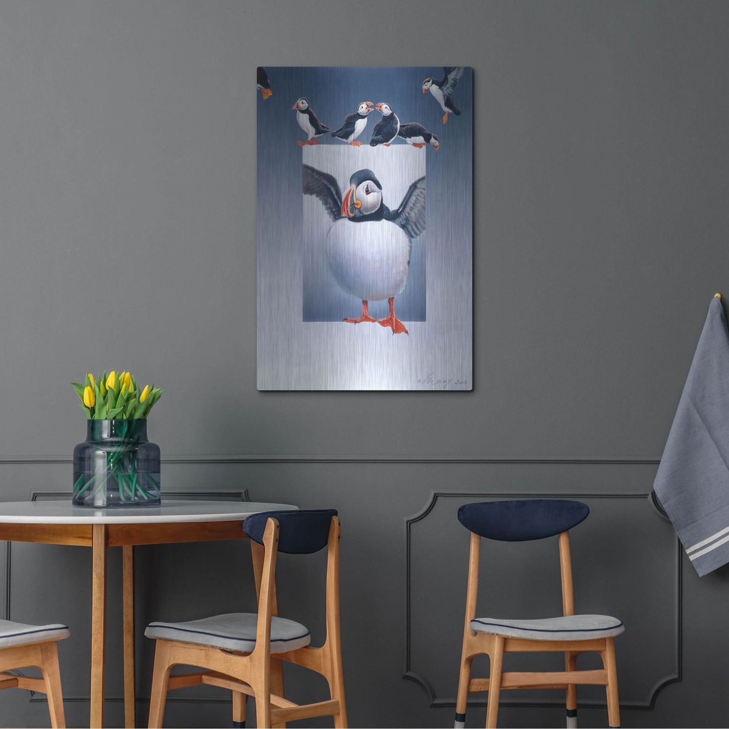 Luxe Metal Art 'Puffins' by Harro Maass, Metal Wall Art,24x36