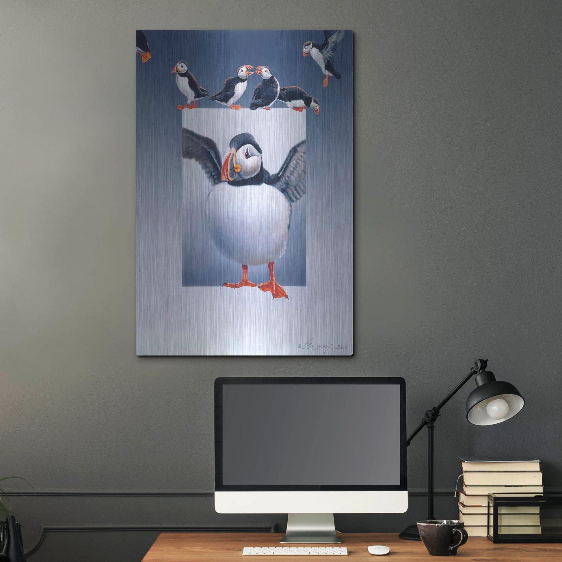 Luxe Metal Art 'Puffins' by Harro Maass, Metal Wall Art,24x36