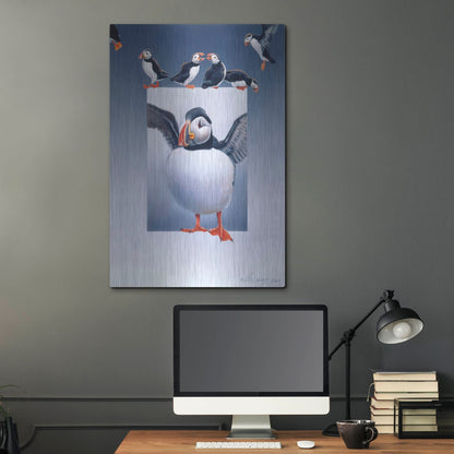 Luxe Metal Art 'Puffins' by Harro Maass, Metal Wall Art,24x36