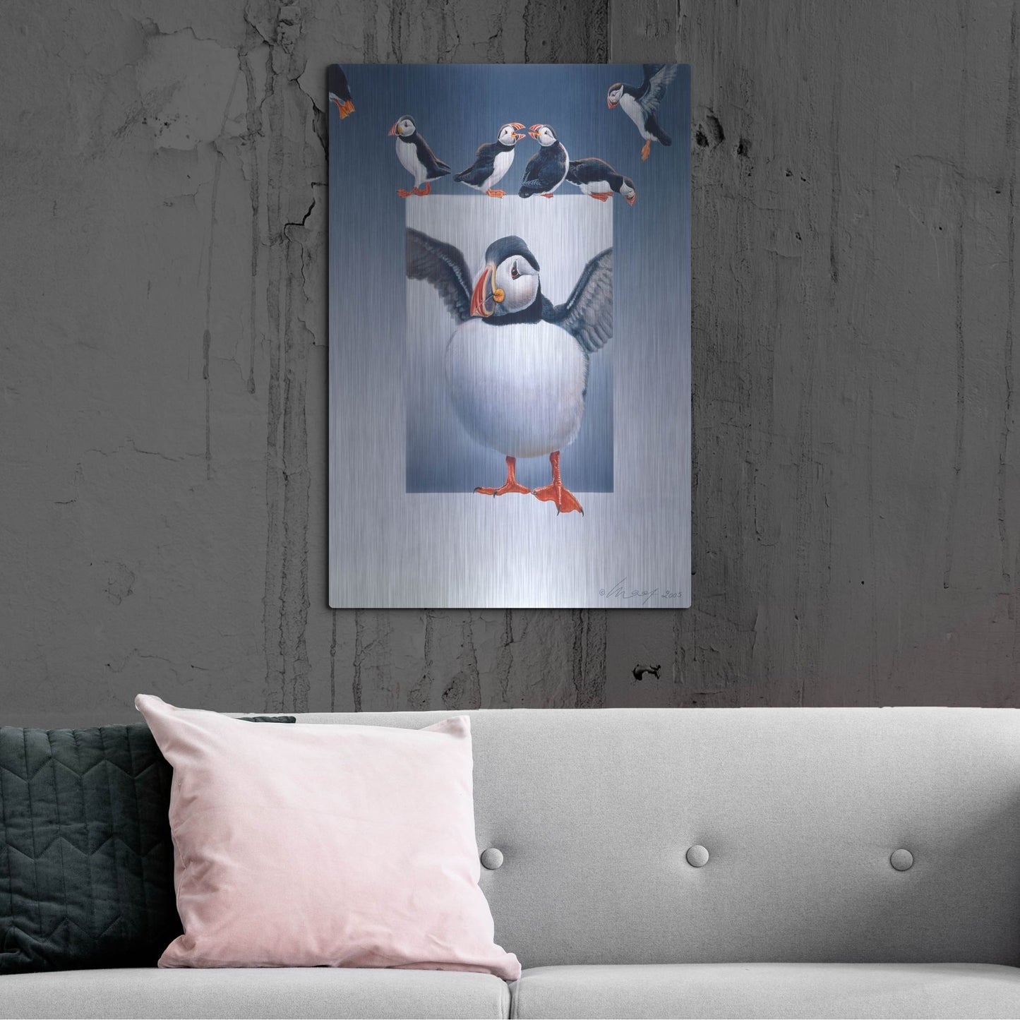 Luxe Metal Art 'Puffins' by Harro Maass, Metal Wall Art,24x36