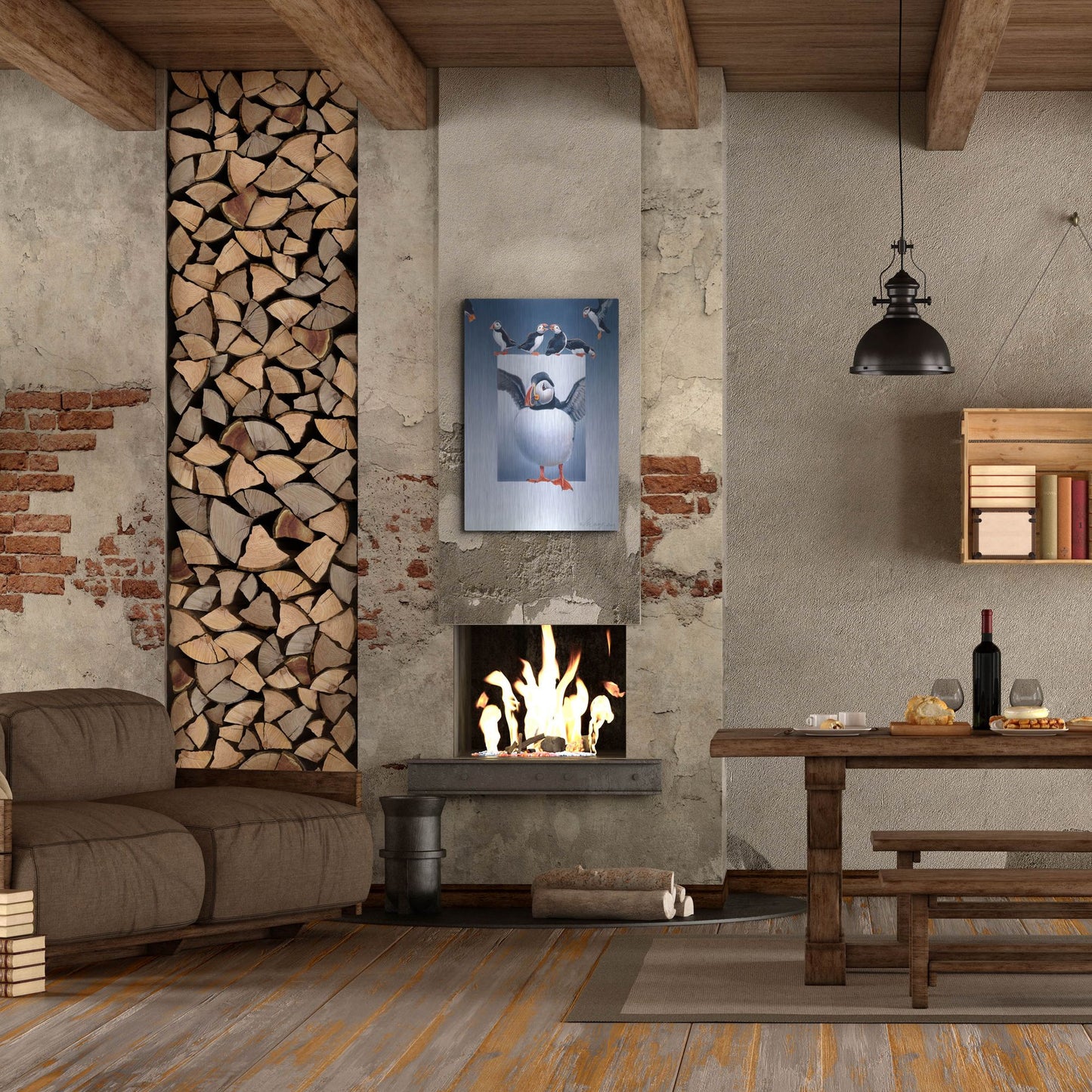 Luxe Metal Art 'Puffins' by Harro Maass, Metal Wall Art,24x36