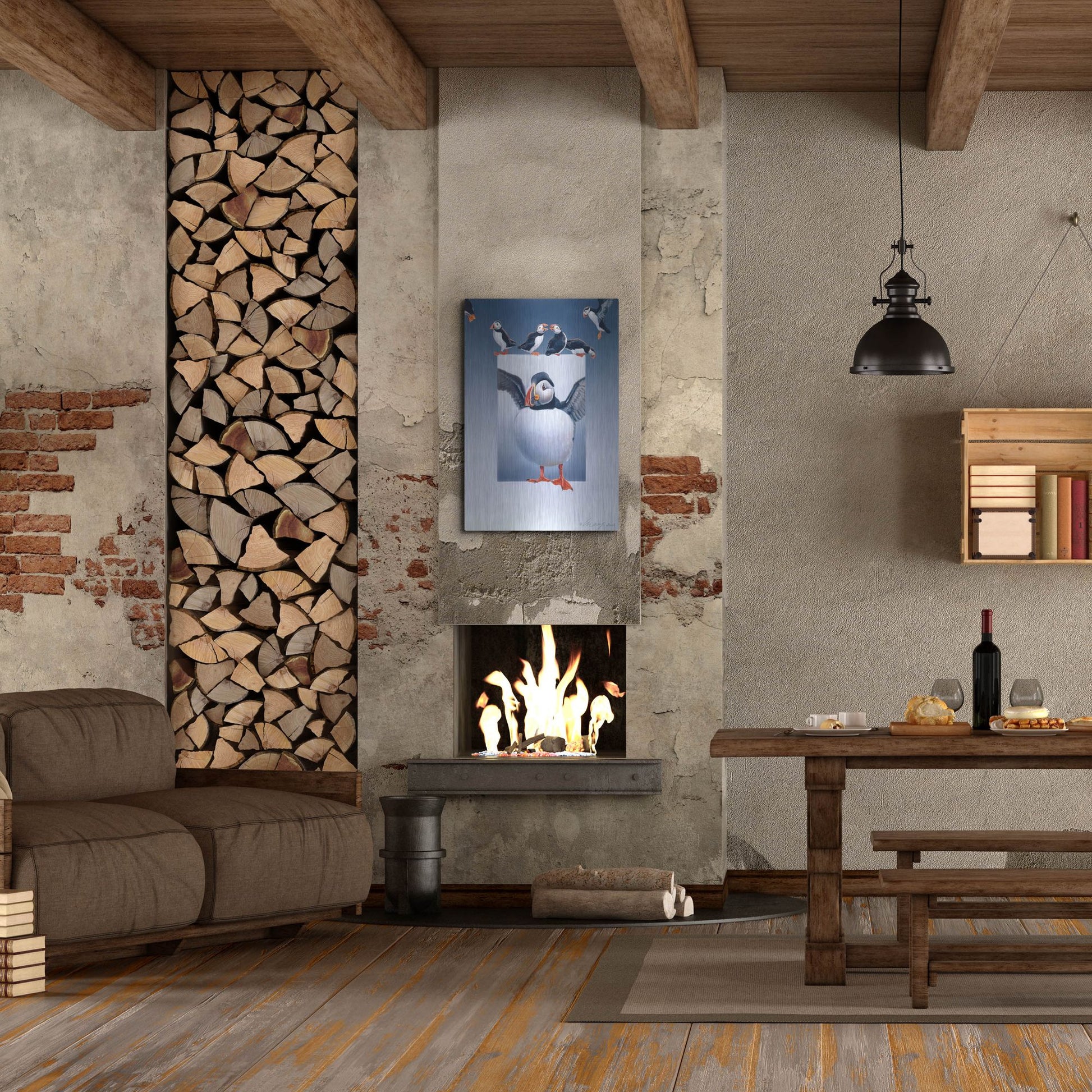 Luxe Metal Art 'Puffins' by Harro Maass, Metal Wall Art,24x36