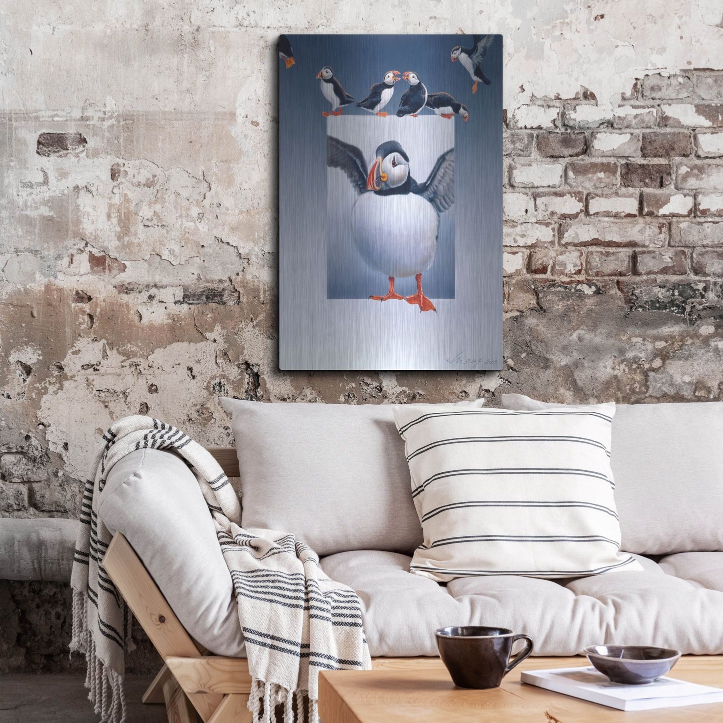 Luxe Metal Art 'Puffins' by Harro Maass, Metal Wall Art,24x36