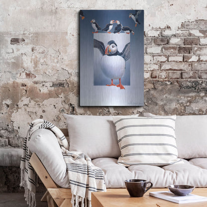 Luxe Metal Art 'Puffins' by Harro Maass, Metal Wall Art,24x36