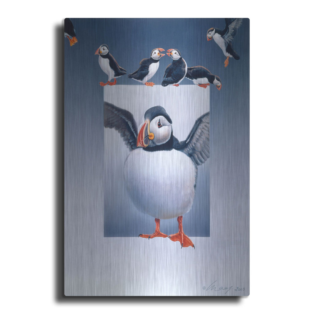 Luxe Metal Art 'Puffins' by Harro Maass, Metal Wall Art