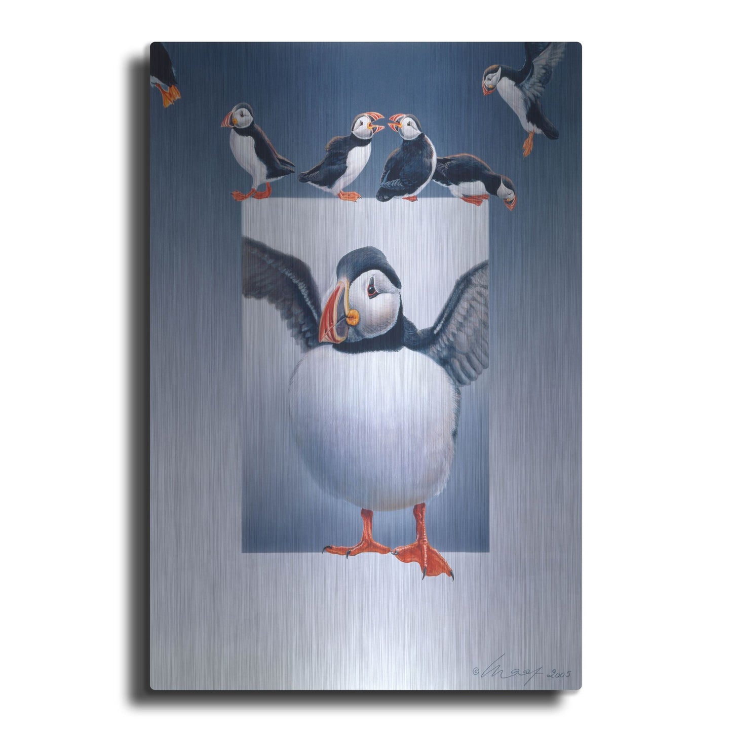 Luxe Metal Art 'Puffins' by Harro Maass, Metal Wall Art