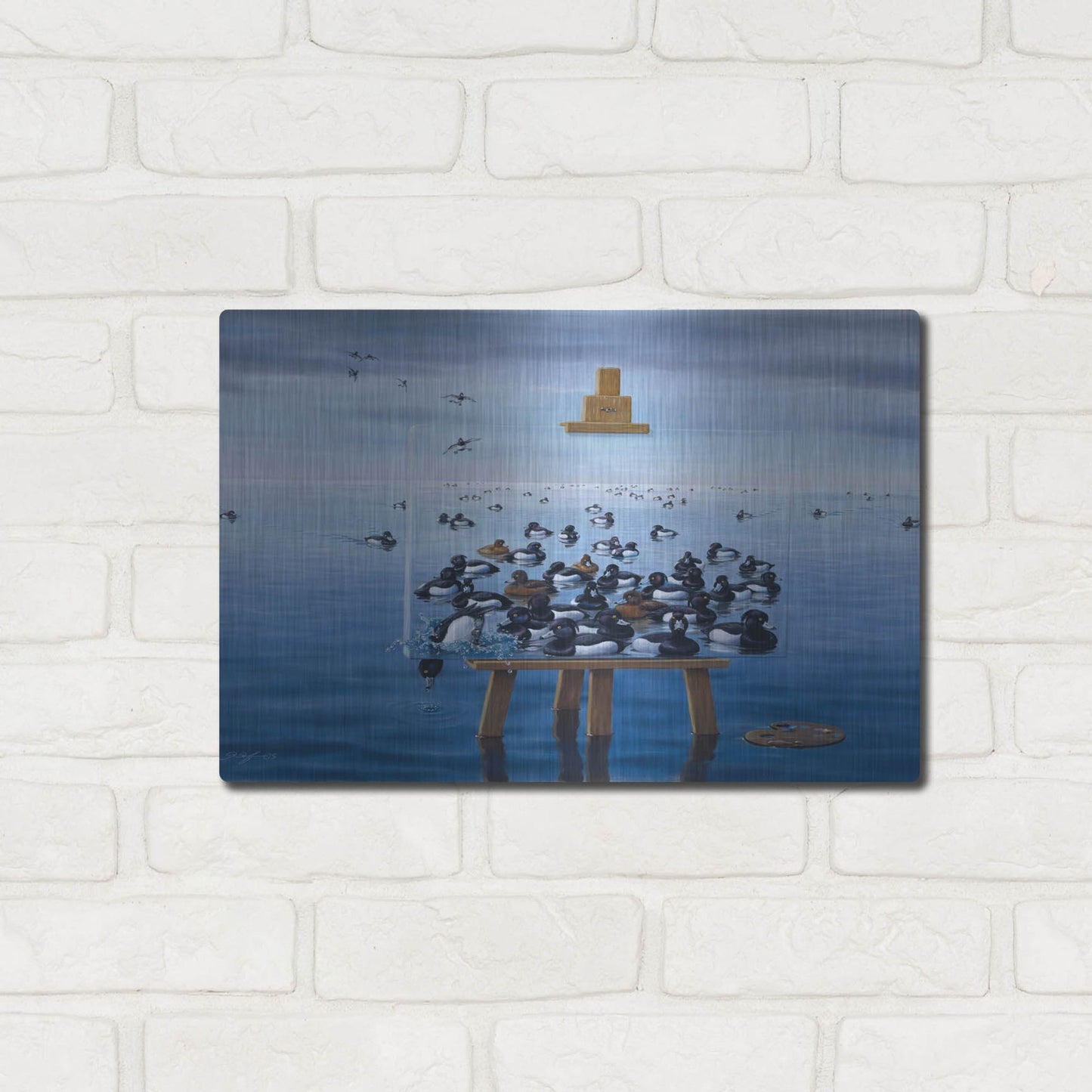 Luxe Metal Art 'Tufted Ducks' by Harro Maass, Metal Wall Art,16x12