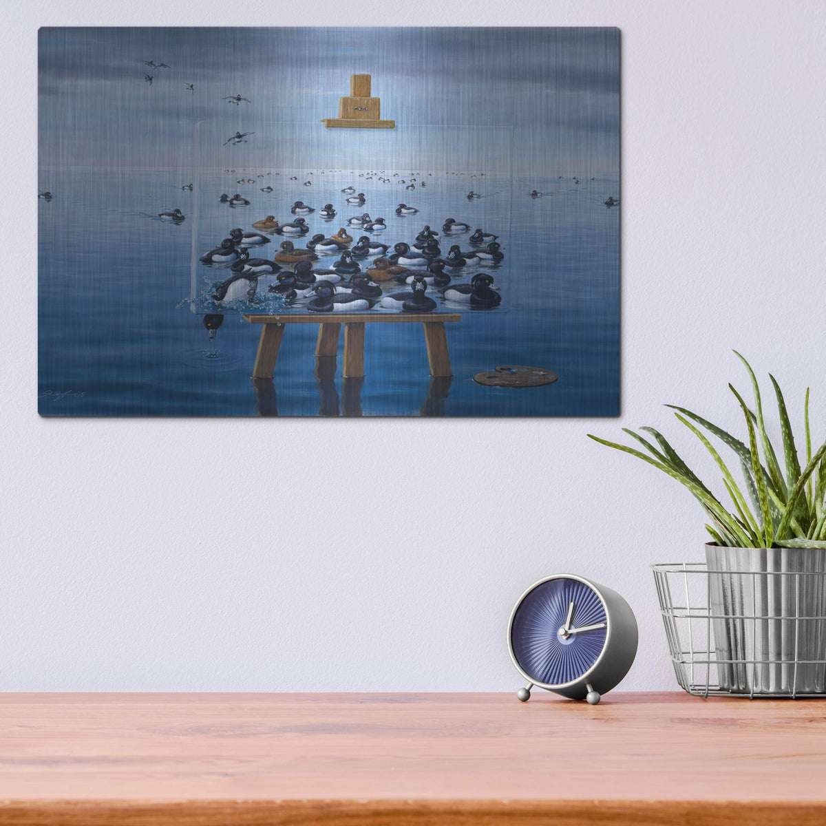Luxe Metal Art 'Tufted Ducks' by Harro Maass, Metal Wall Art,16x12