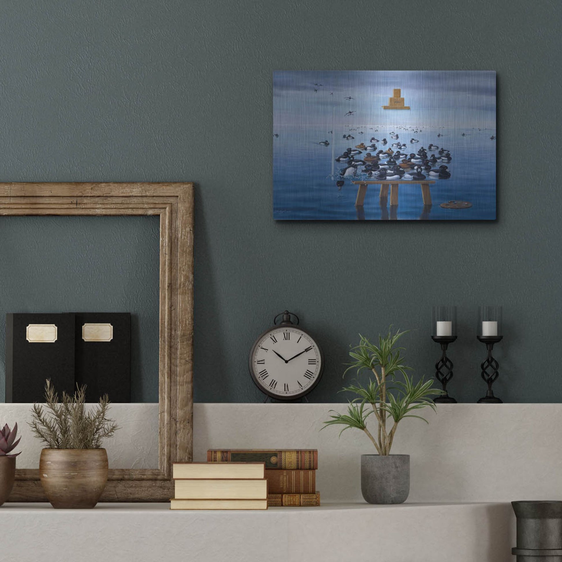 Luxe Metal Art 'Tufted Ducks' by Harro Maass, Metal Wall Art,16x12