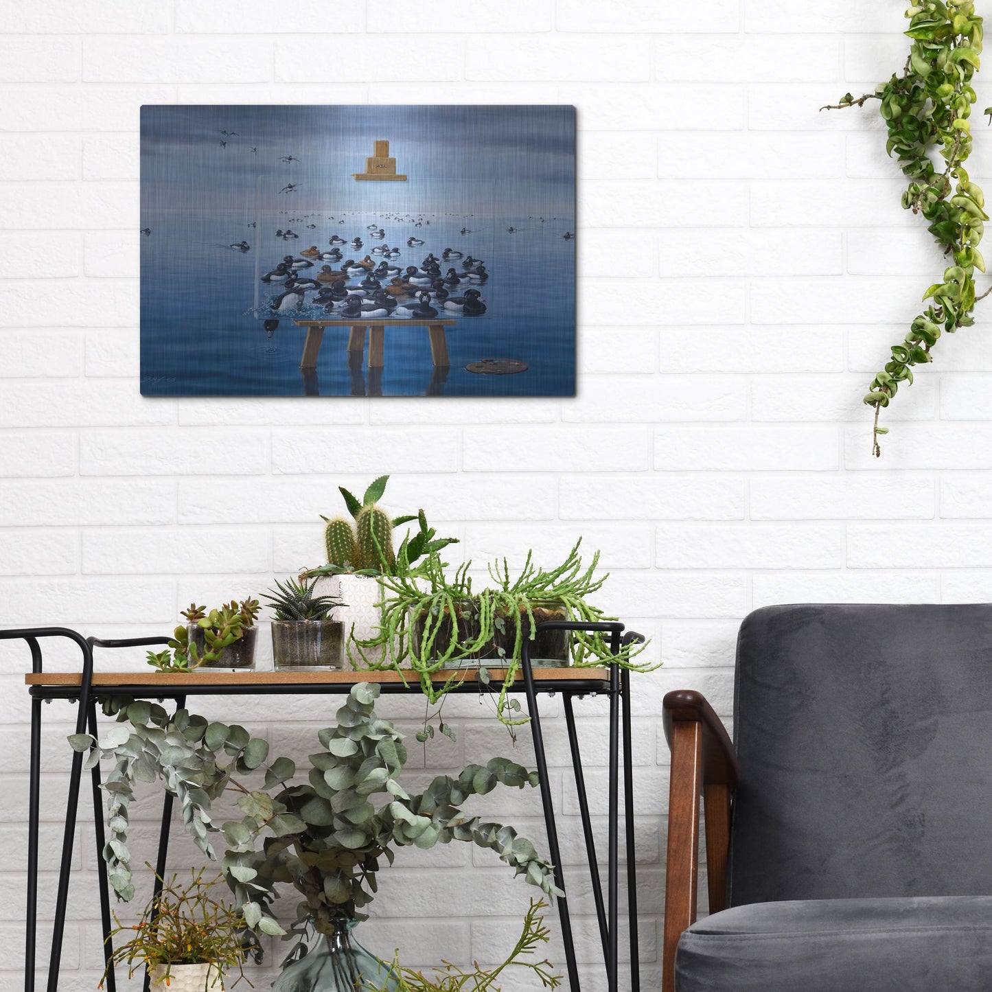 Luxe Metal Art 'Tufted Ducks' by Harro Maass, Metal Wall Art,16x12