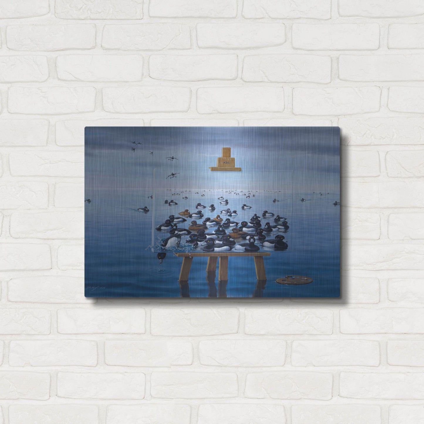 Luxe Metal Art 'Tufted Ducks' by Harro Maass, Metal Wall Art,24x16