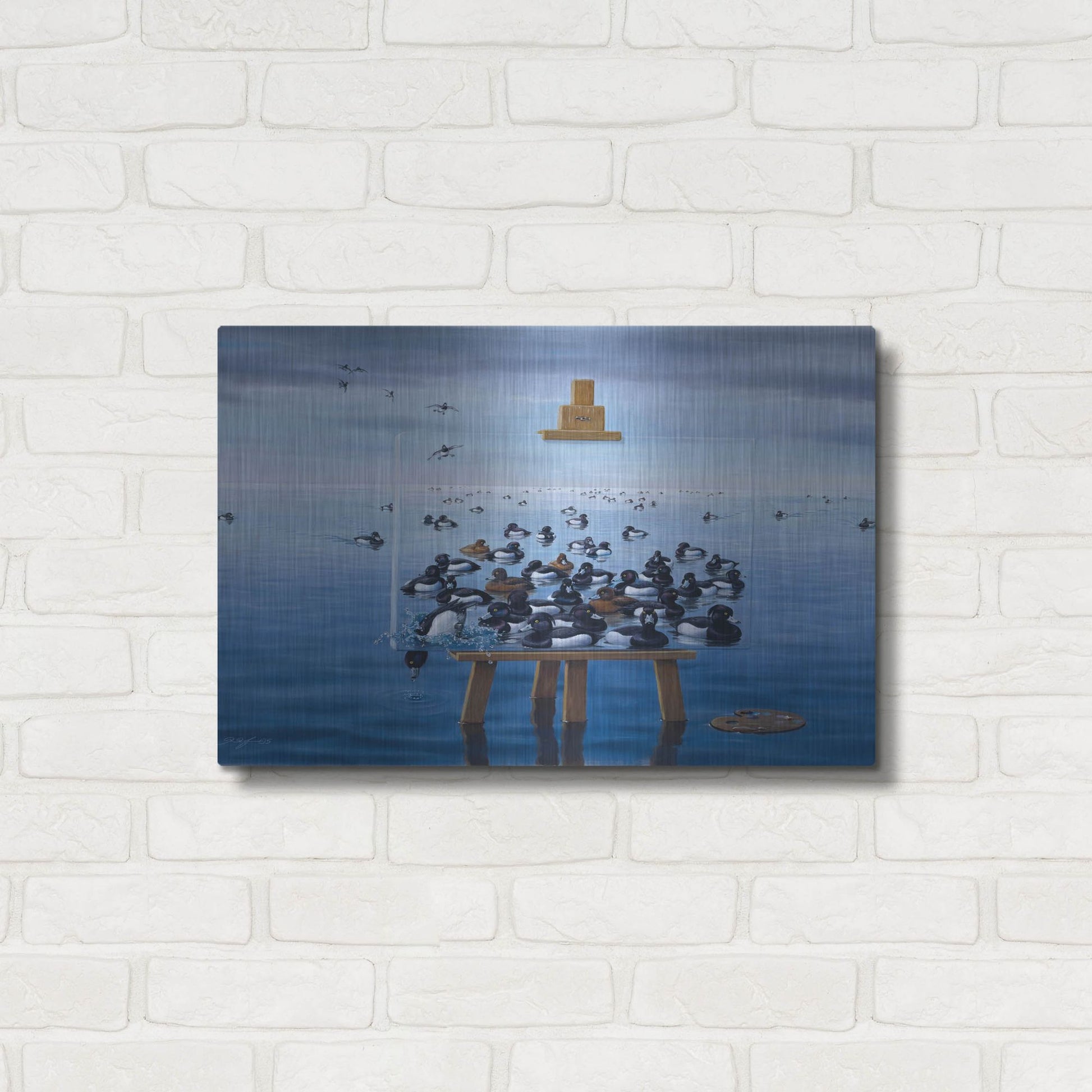 Luxe Metal Art 'Tufted Ducks' by Harro Maass, Metal Wall Art,24x16