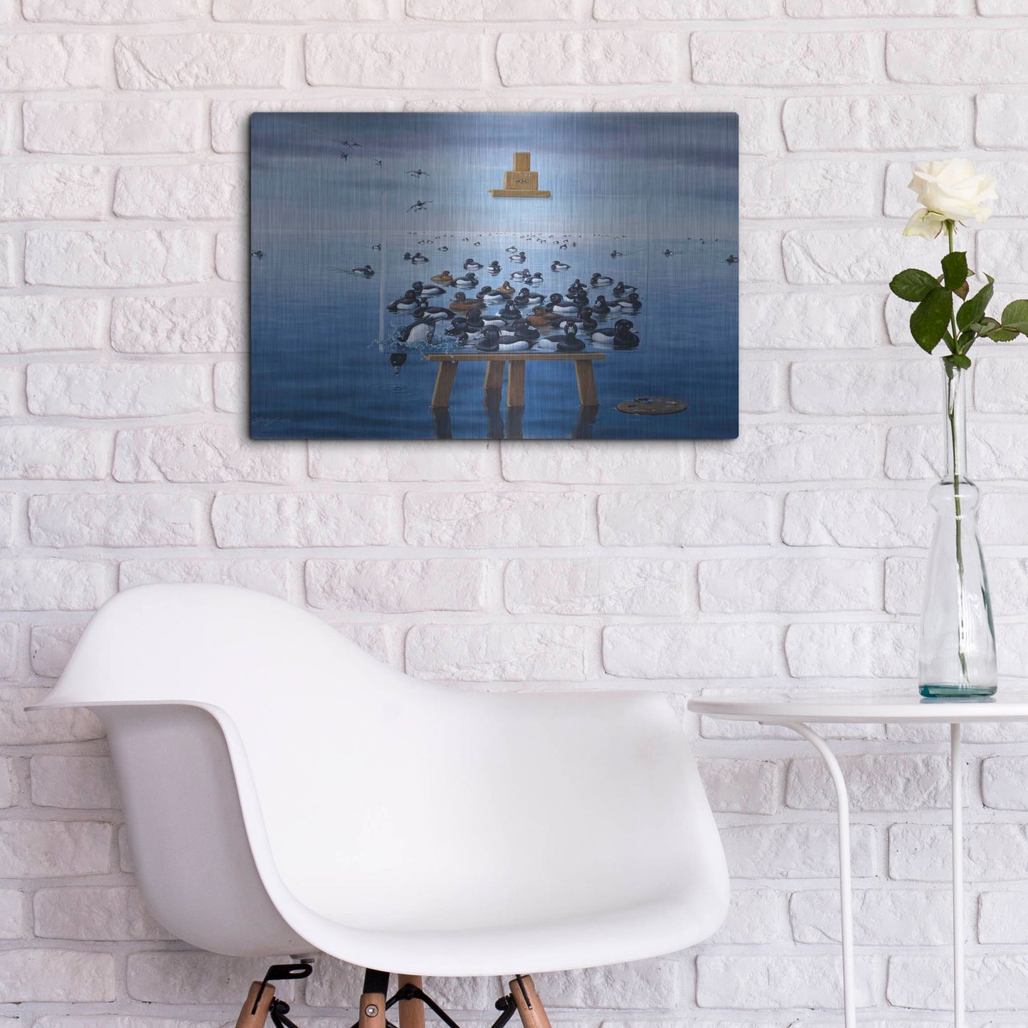 Luxe Metal Art 'Tufted Ducks' by Harro Maass, Metal Wall Art,24x16