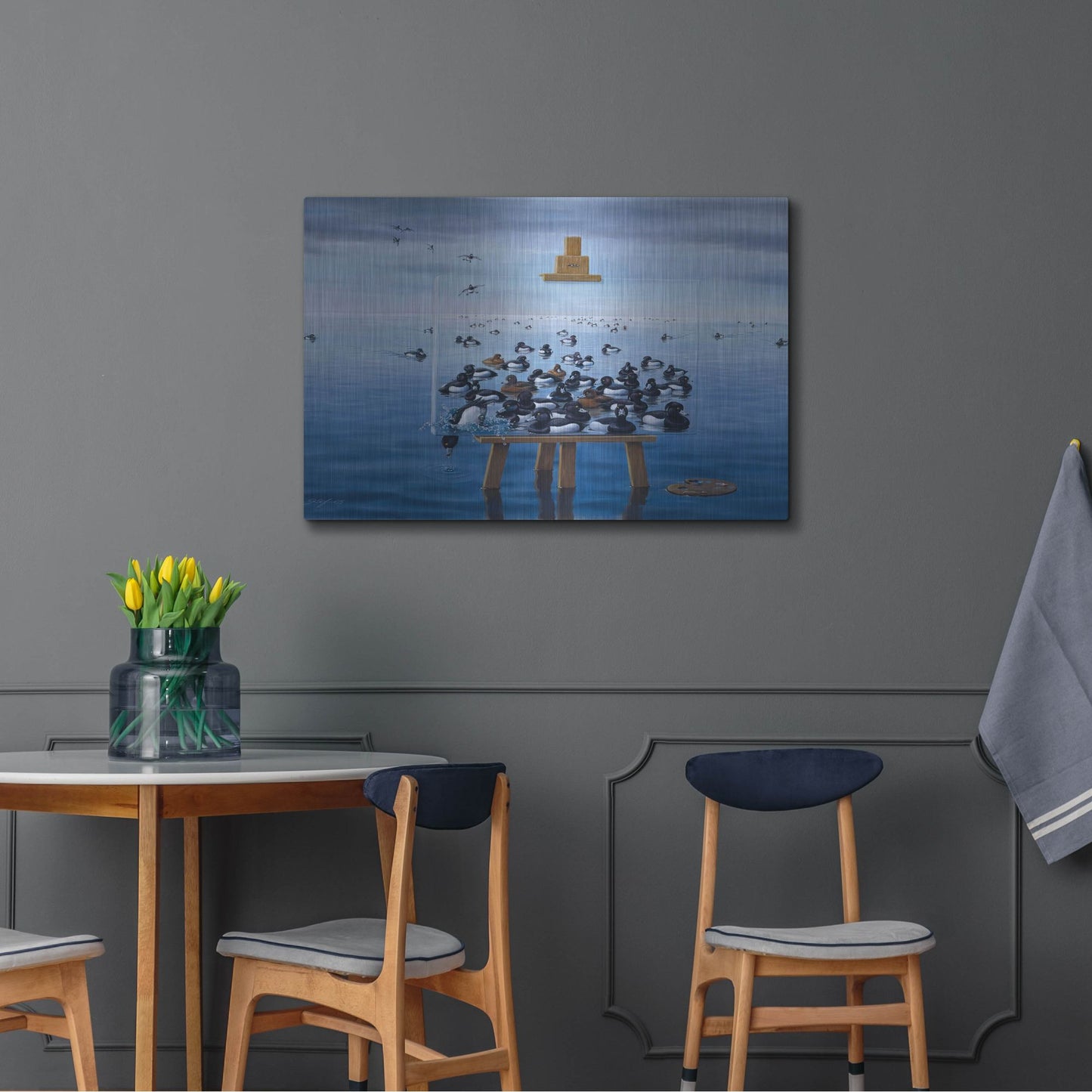 Luxe Metal Art 'Tufted Ducks' by Harro Maass, Metal Wall Art,36x24