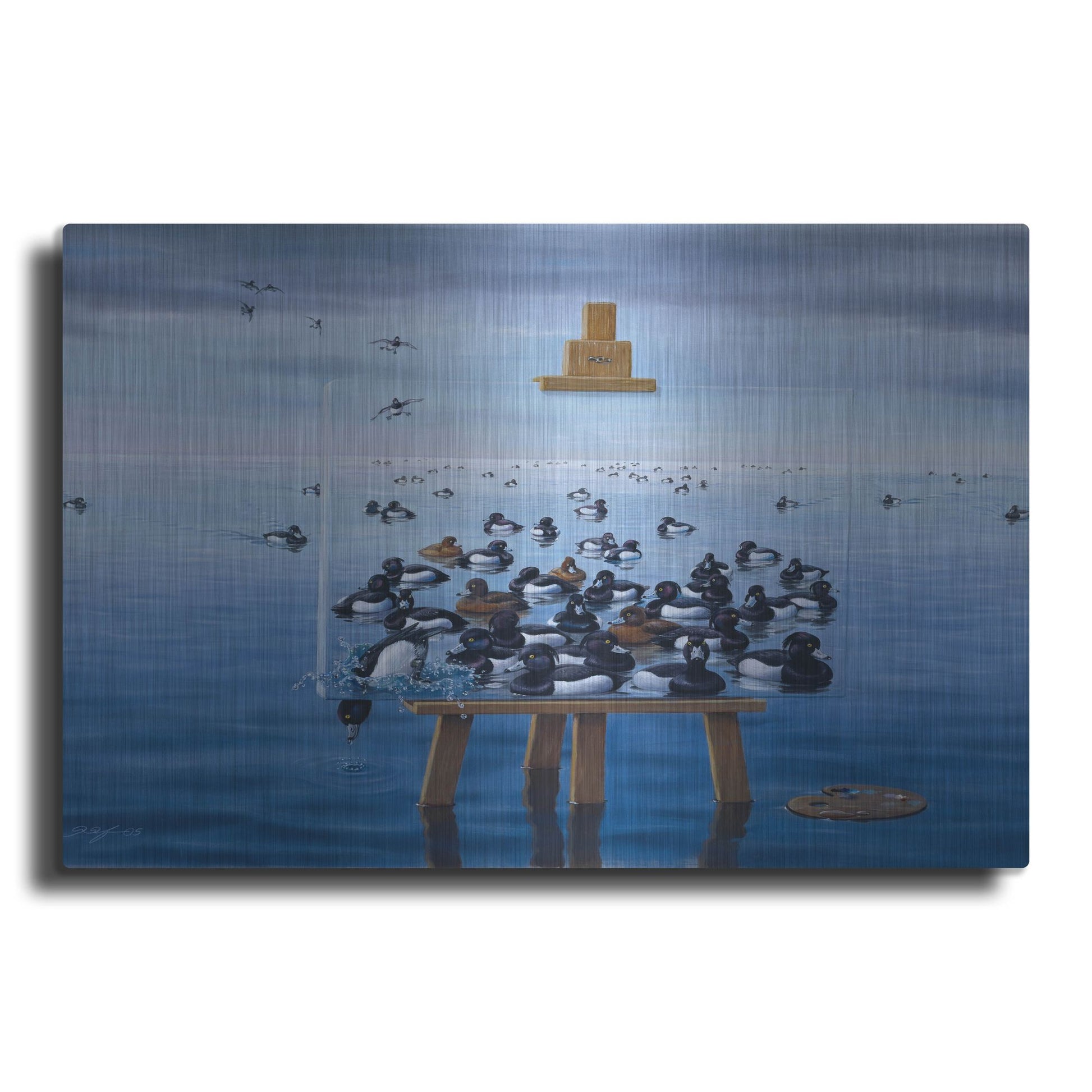 Luxe Metal Art 'Tufted Ducks' by Harro Maass, Metal Wall Art