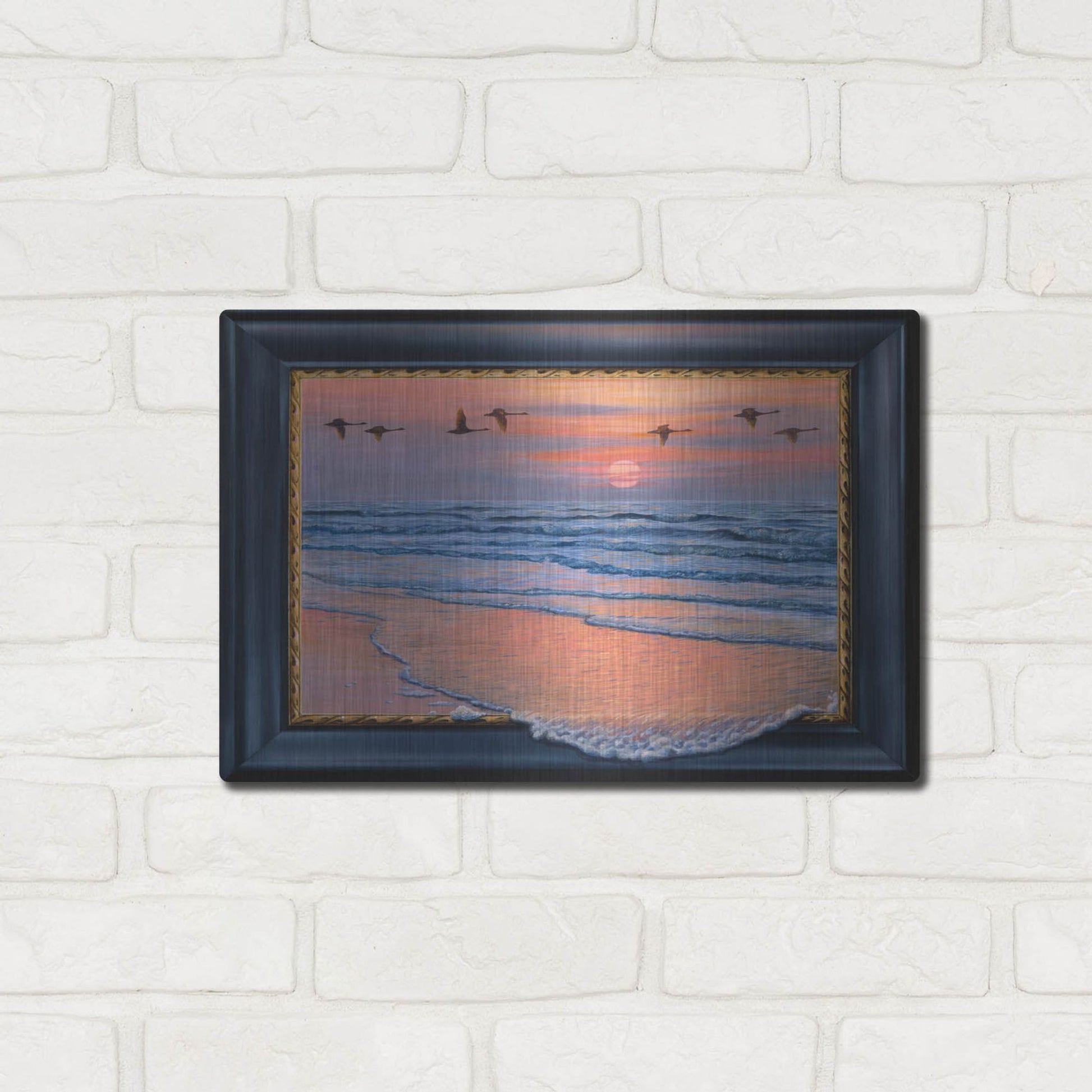 Luxe Metal Art 'Sundown With Swans' by Harro Maass, Metal Wall Art,16x12