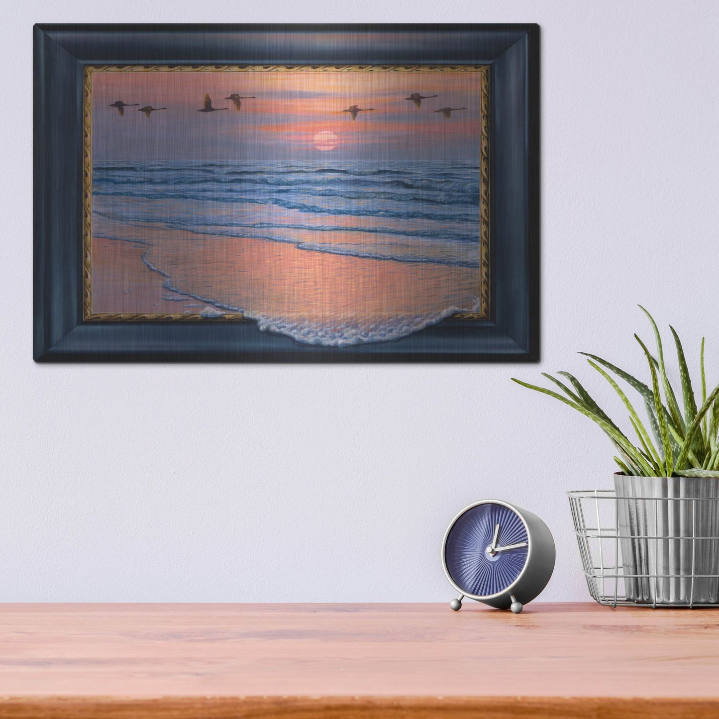 Luxe Metal Art 'Sundown With Swans' by Harro Maass, Metal Wall Art,16x12