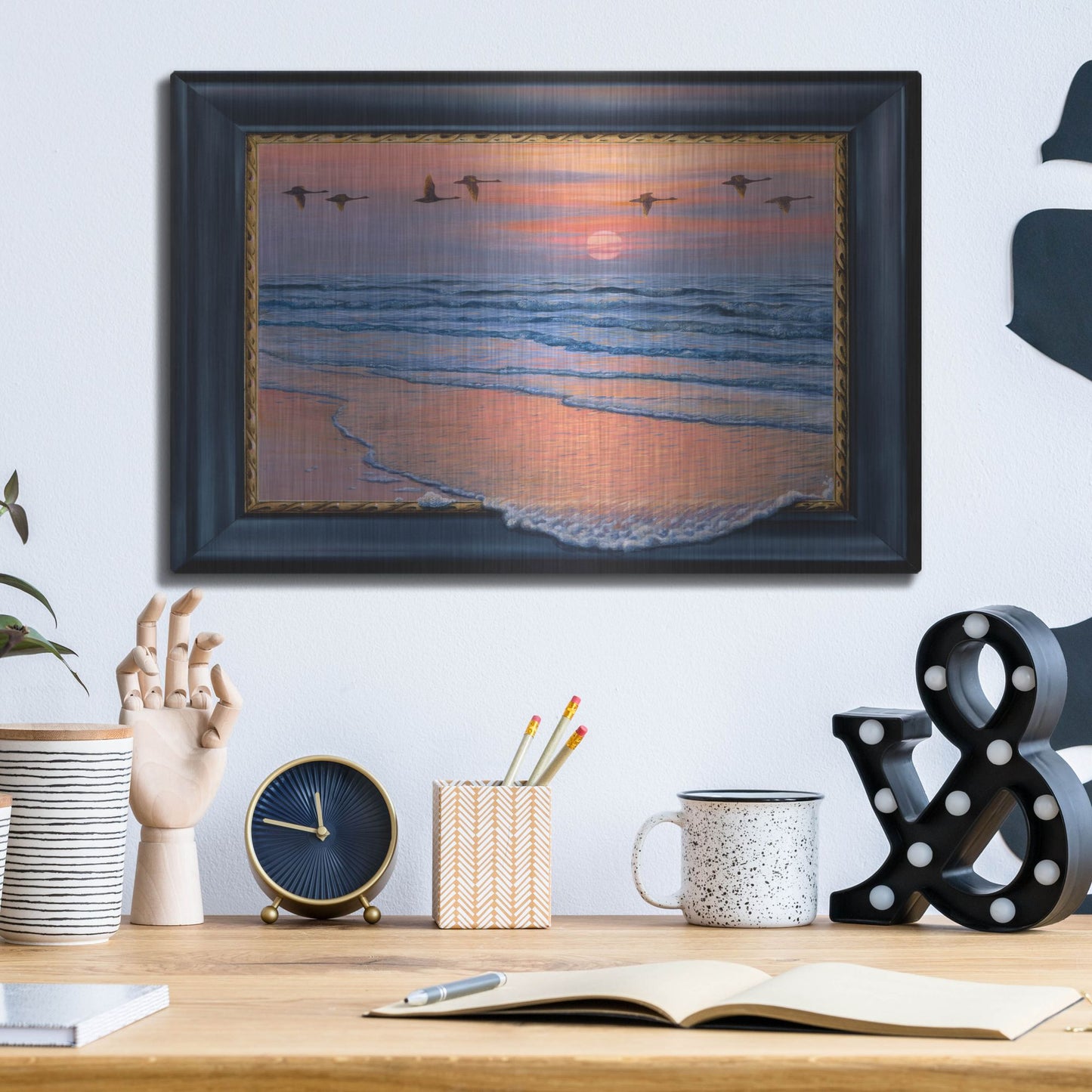 Luxe Metal Art 'Sundown With Swans' by Harro Maass, Metal Wall Art,16x12