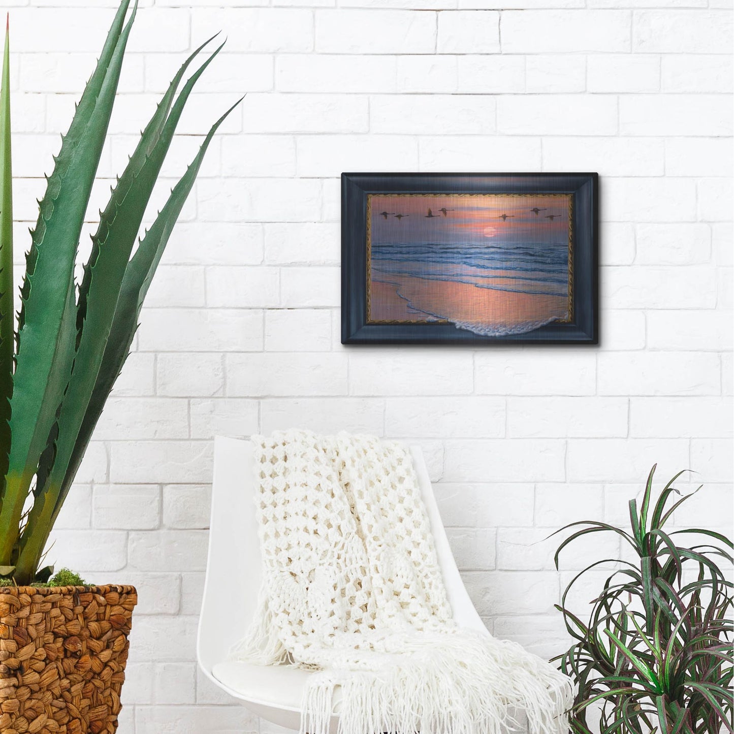 Luxe Metal Art 'Sundown With Swans' by Harro Maass, Metal Wall Art,16x12
