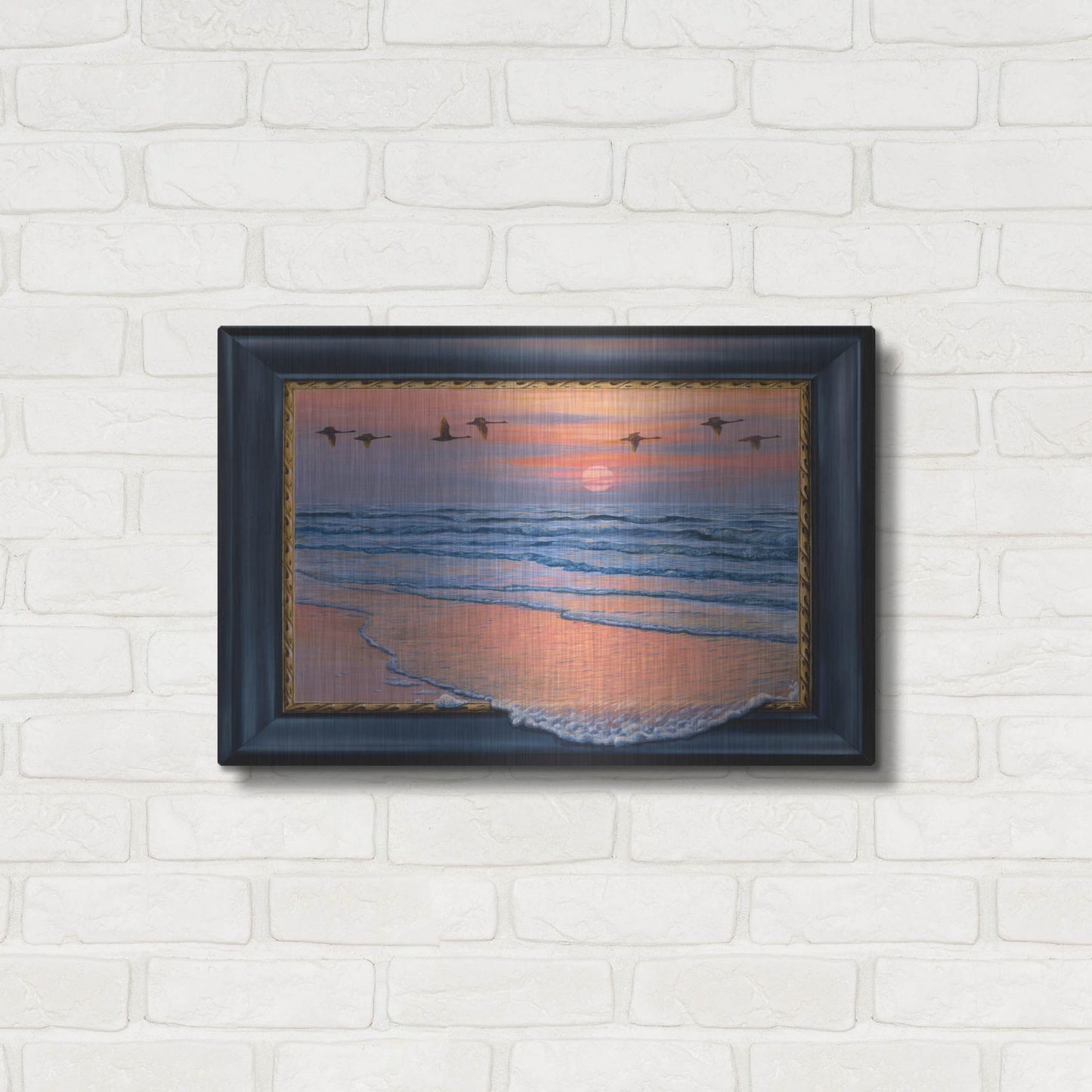 Luxe Metal Art 'Sundown With Swans' by Harro Maass, Metal Wall Art,24x16