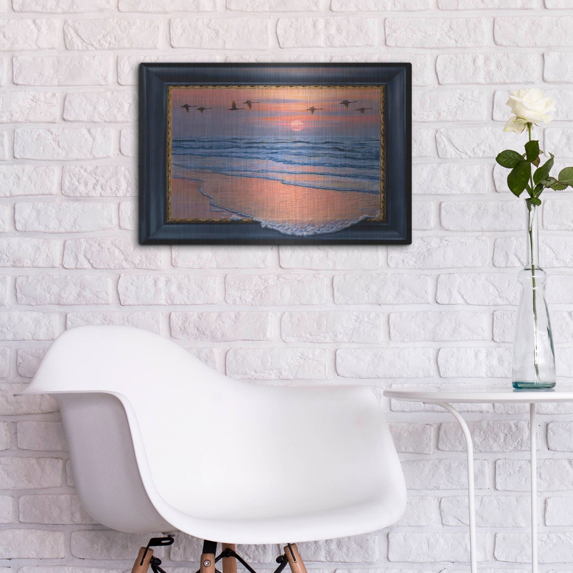 Luxe Metal Art 'Sundown With Swans' by Harro Maass, Metal Wall Art,24x16