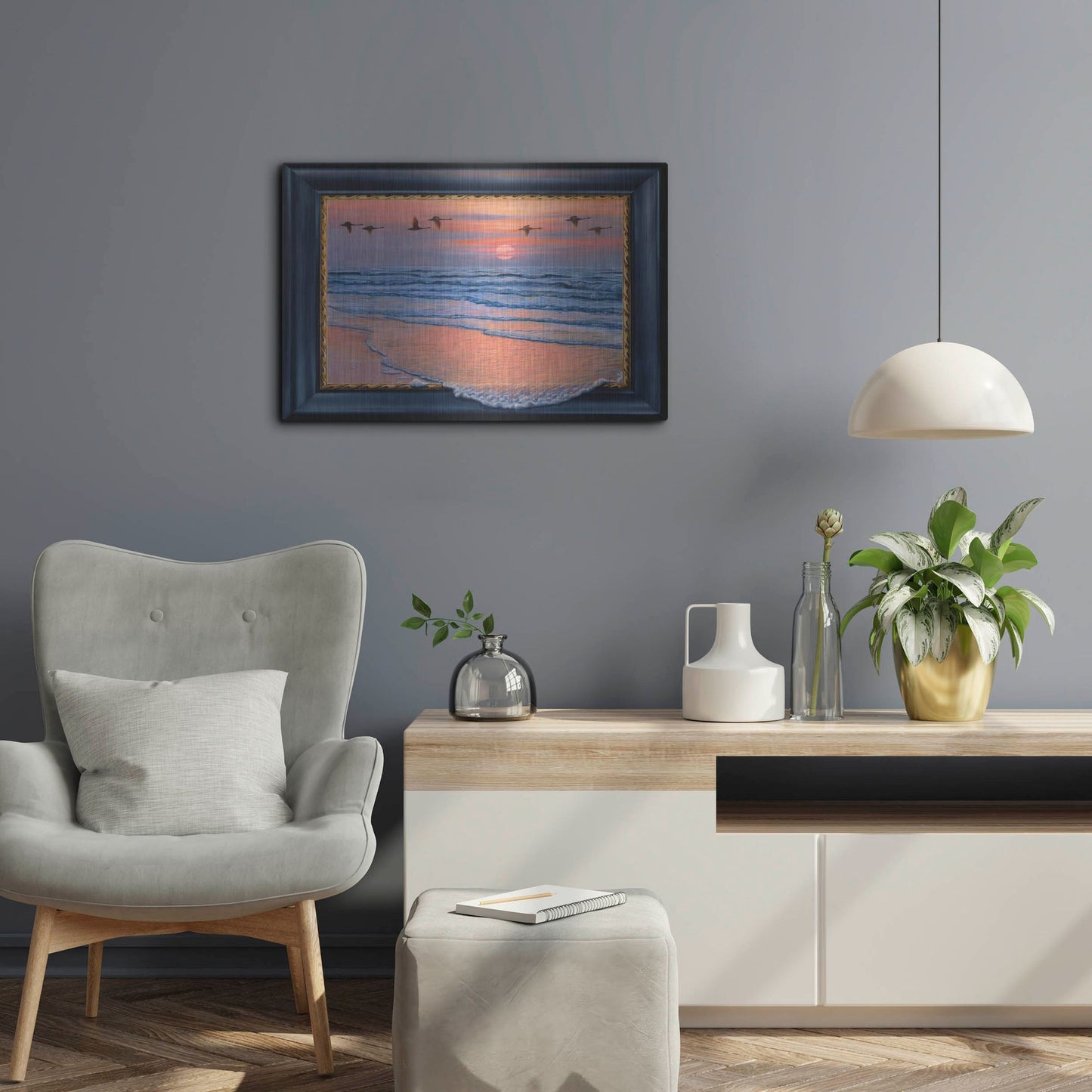 Luxe Metal Art 'Sundown With Swans' by Harro Maass, Metal Wall Art,24x16