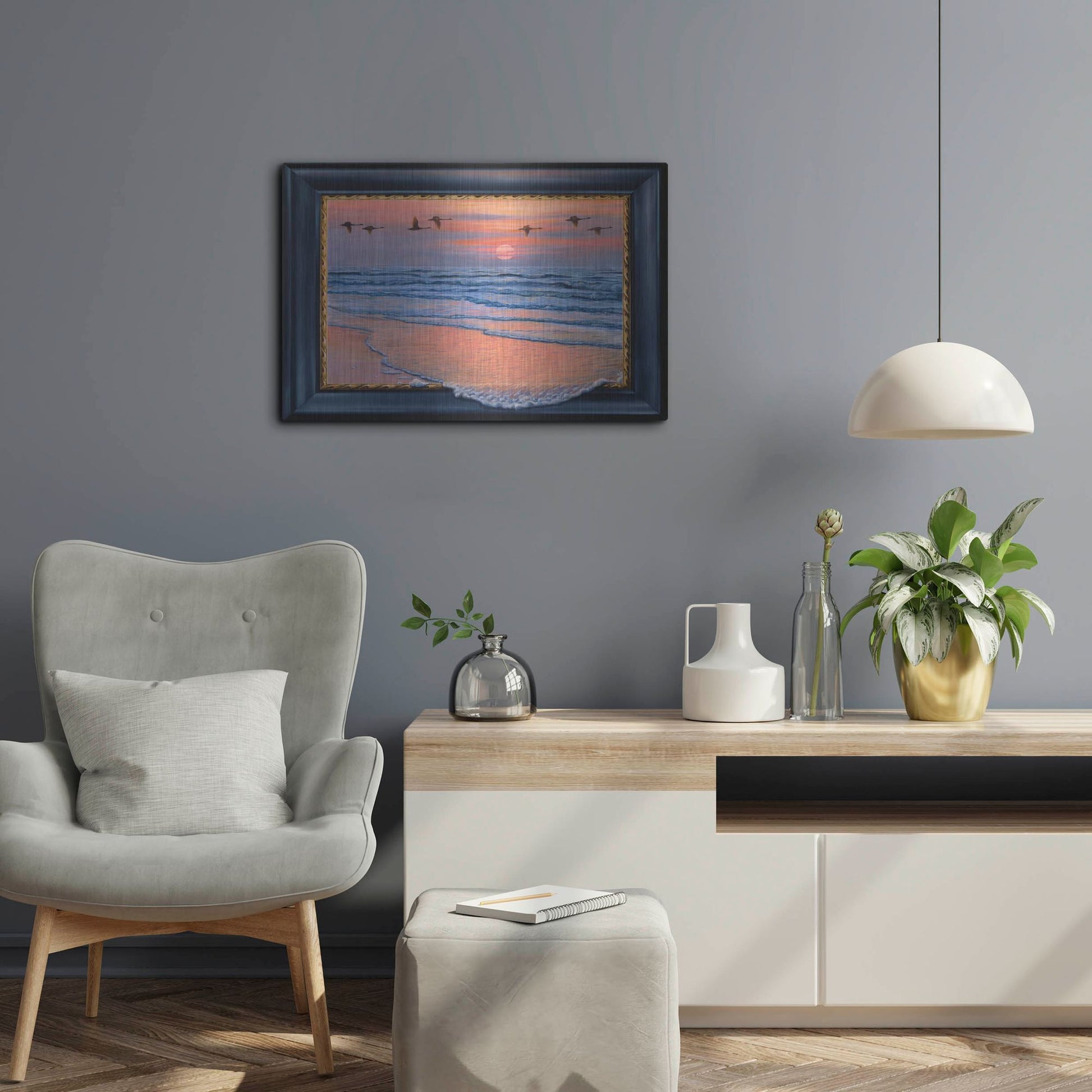 Luxe Metal Art 'Sundown With Swans' by Harro Maass, Metal Wall Art,24x16