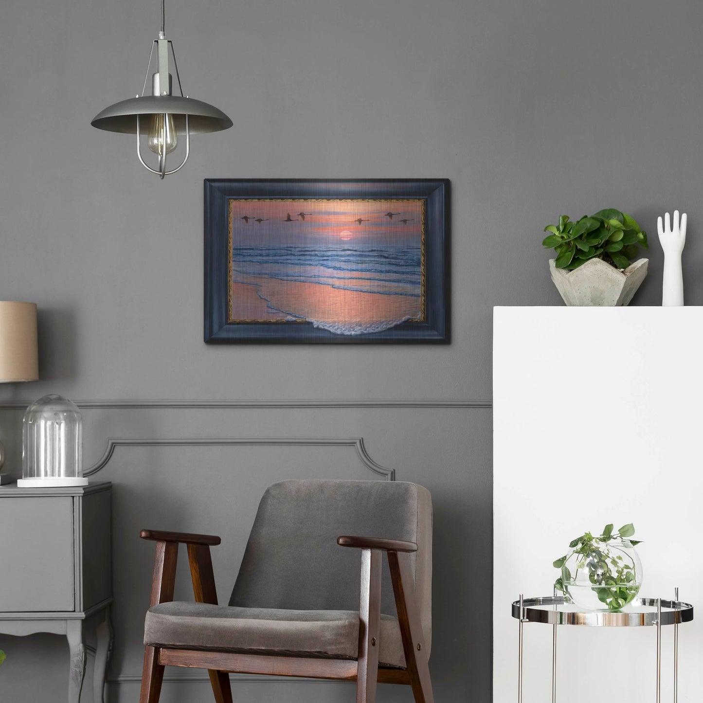 Luxe Metal Art 'Sundown With Swans' by Harro Maass, Metal Wall Art,24x16